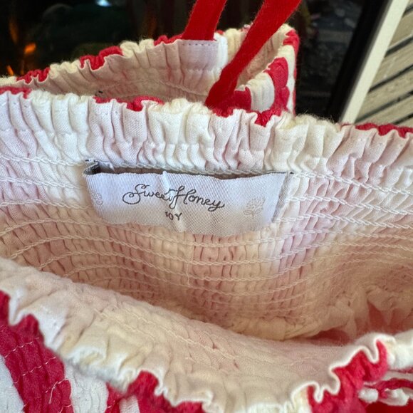 Sweet Honey Red white Striped dress 8 & 10 Sister Set - Picture 3 of 7